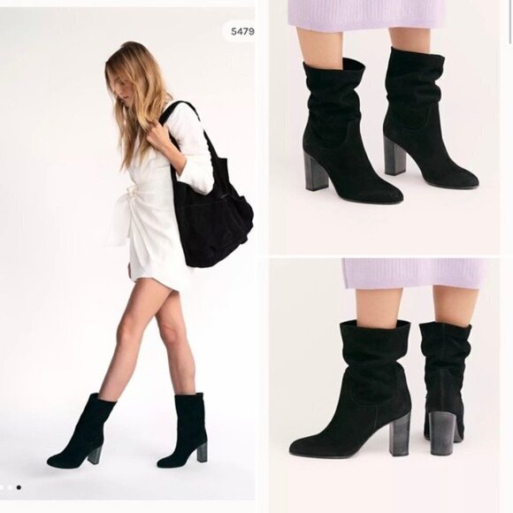 Free People FP New Dakota Leather Suede Slouchy Boot Boots Booties Heels 41 - Picture 13 of 16